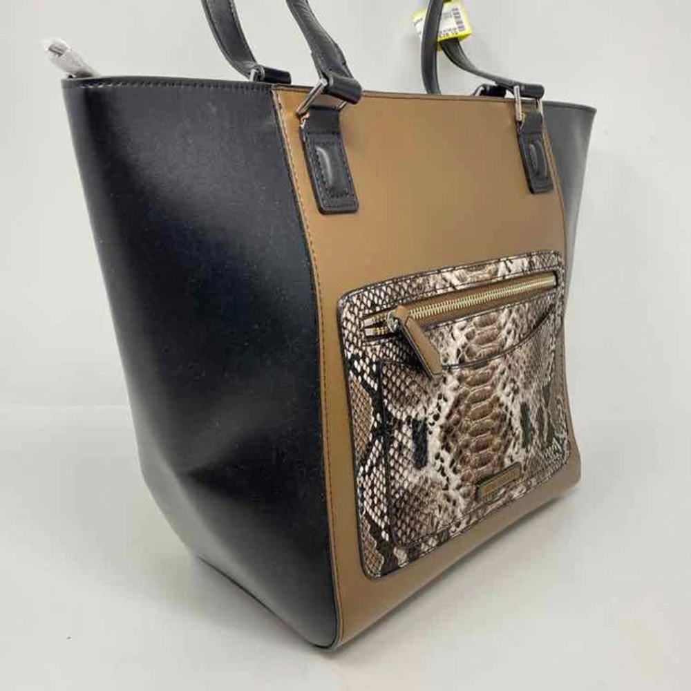 Vera Bradley New Flaw Small Ella Tote Black Brown Snake Print Faux Leather - Picture 4 of 15